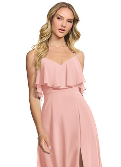 Azazie Jean Bridesmaid Dresses Rosette A-Line Chiffon Convertible Dress image4