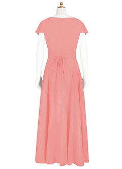 Azazie Payton Junior Coral A-Line Bow Chiffon Dress image7