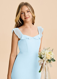 Azazie Cindy Junior Sky Blue A-Line Ruched Chiffon Dress image6