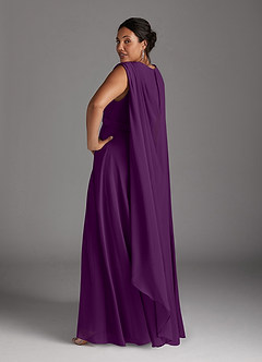 Azazie Isa Mother of the Bride Dresses Grape A-Line V-Neck Pleated Chiffon Dress image12