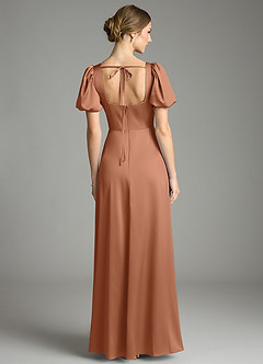 Azazie Fyona Vestidos de damas de honor Vestido de Bronceador de Satén Elástico de Corte en A con Plisado image13