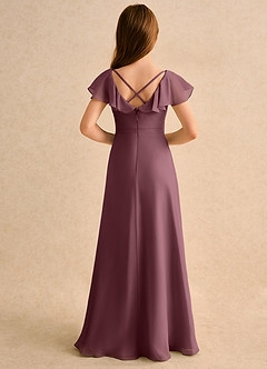 Azazie Nari Girls Formal Flower Girl Dresses Sangria A-Line with Sleeves Chiffon Dress image2