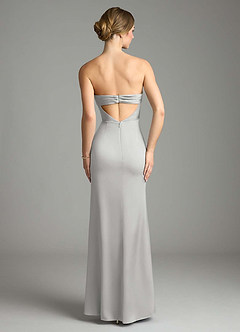 Azazie Leonis Bridesmaid Dresses Silver Mermaid Pleated Stretch Satin Convertible Dress image2