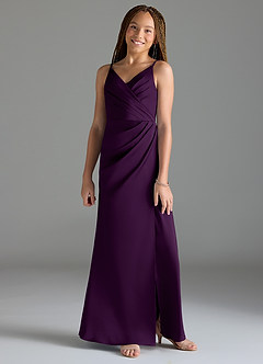 Azazie Maci Junior Klä av Sjöjungfru i Stretch Satin Plisserad image1