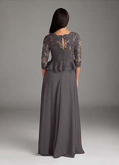 Azazie Averie Mother of the Bride Dresses Steel Grey A-Line Boatneck Sequins Chiffon Dress image11
