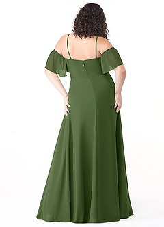 Azazie Sue Jurken voor bruidsmeisjes Converteerbaar Jurk van Chiffon met A-Lijn Off the Shoulder Olijf image7
