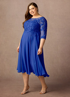 Azazie Marge Mother of the Bride Dresses Royal Blue A-Line Scoop Lace Chiffon Dress image9