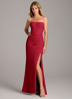 Azazie Chantel Bridesmaid Dresses Scarlet Sheath Strapless Chiffon Convertible Dress image3