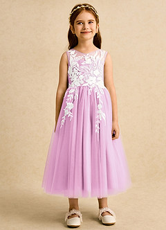Azazie Sundae Robe Demoiselle D'honneur Fillette Robe Princesse en Dentelle Rose Bonbon image7