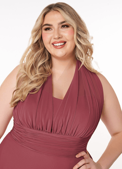 Azazie Fifi Robes de demoiselle d'honneur Robe Trapèze Convertible en Mousseline de soie Sans bretelles Merlot image16