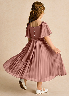 Azazie Gisele Abiti da Ragazza di Fiori Abito A-Line in Chiffon Plissettato Cedro Rosa image3