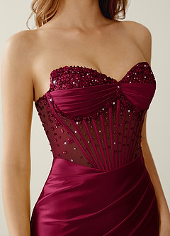 Willa Burgundy Sweetheart Neckline Corset Mermaid Prom Dress image5