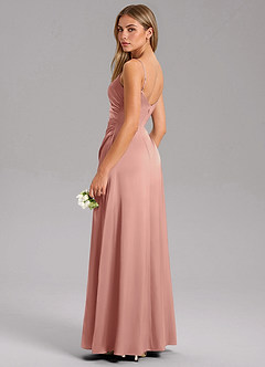 Azazie Azuree Robes de demoiselle d'honneur Robe Trapèze en Satin extensible Plissée Rosette image7