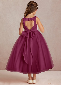 Azazie Calla Flower Girl Dresses Mulberry Ball-Gown Lace Tulle Dress image3
