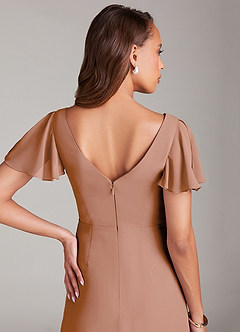 Azazie Soren Bridesmaid Dresses Champagne Rose A-Line Ruched Chiffon Dress image7
