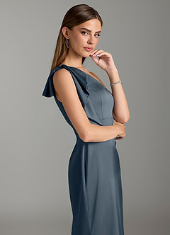 Azazie Rinna Bridesmaid Dresses Twilight Mermaid Ruched Stretch Satin Dress image6