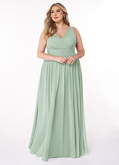Azazie Kora Brautjungfernkleider A-Linie Plissee Chiffon Kleid Agave image10