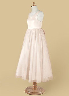 Azazie Marybell Flower Girl Dresses White Alabaster A-Line Bow Tulle Dress image11