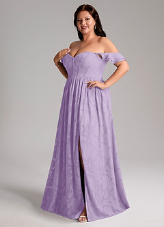 Azazie Denisse Bridesmaid Dresses Lilac A-Line Ruched Floral Burnout Dress image11