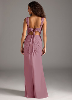 Azazie Jesaphine Bridesmaid Dresses Vintage Mauve Sheath Bow Chiffon Dress image2