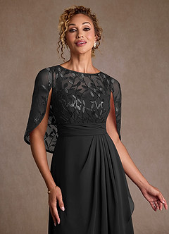 Azazie Beckley Abiti per la Madre della Sposa Abito A-Line in Chiffon Pizzo Nero image5