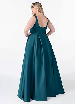 Azazie Neve Bridesmaid Dresses Ink Blue Ball-Gown with Pockets Stretch Satin Dress image8