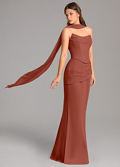 Azazie Sorrel Bridesmaid Dresses Auburn Mermaid Corset Chiffon Dress image3