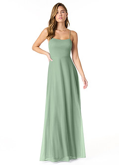 Azazie Rae Schlussverkauf A-Linie Schleifen Gittergewebe Kleid Matcha image1