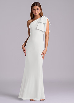Azazie Yuanna Bridesmaid Dresses White Mermaid One Shoulder Chiffon Dress image4