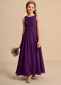 Azazie Ducky Junior Formal Flower Girl Dresses Grape A-Line Pleated Chiffon Dress image4