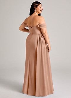 Azazie Amyra Jurken voor bruidsmeisjes Converteerbaar Jurk van Chiffon met Kolom Off the Shoulder Champagne Roos image14