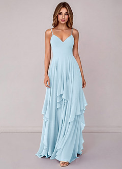 Azazie Zaina Brautjungfernkleider A-Linie Chiffon Kleid Himmelblau image4