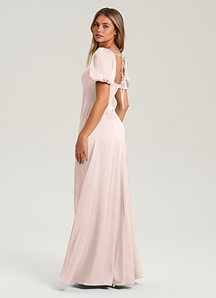 Azazie Fyona Bridesmaid Dresses Blushing Pink A-Line Pleated Stretch Satin Dress image5
