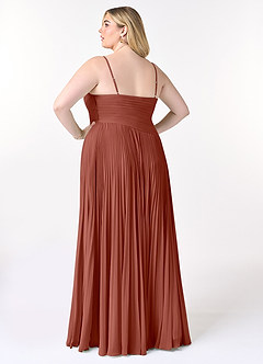 Azazie Vini Bridesmaid Dresses Auburn A-Line V-Neck Pleated Chiffon Dress image8