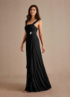 Azazie Clinton Mother of the Bride Dresses Black A-Line Pleated Mesh Dress image6