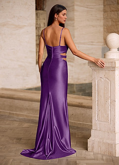 Celeste Grape Cutout Corset Satin Prom Dress image8
