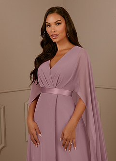 Azazie Isa Mother of the Bride Dresses Dusty Rose A-Line V-Neck Pleated Chiffon Dress image5