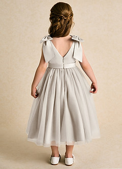 Azazie Serene Flower Girl Dresses Frost Ball-Gown Bow Matte Satin Dress image6