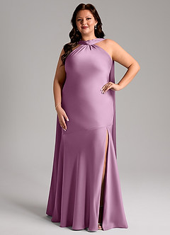 Azazie Kinsley Bridesmaid Dresses Wisteria Mermaid Side Slit Stretch Satin Dress image8