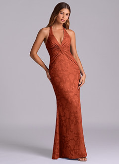 Azazie Valerie Brudepigekjoler Havfrue Plisseret Blomsterudbrændthed Gulv-længde Kjole image5