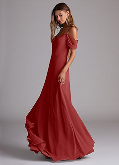 Azazie Marley Bridesmaid Dresses Rust A-Line Off the Shoulder Chiffon Convertible Dress image3
