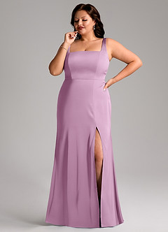 Azazie Frostine Bridesmaid Dresses Wisteria A-Line Bow Stretch Satin Dress image10