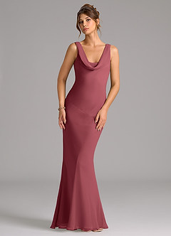 Azazie Rylina Bridesmaid Dresses Merlot Mermaid Pleated Chiffon Dress image1