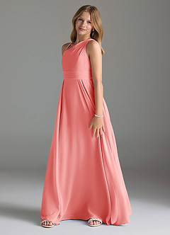 Azazie Dallas Junior Linia A Pofałdowany Szyfon Długość podłogi Młodsza druhna Sukienka image4