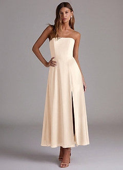 Azazie Wren Bridesmaid Dresses White Alabaster A-Line Strapless Chiffon Dress image5