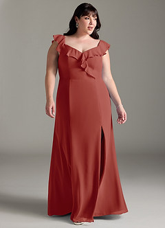 Azazie Sophie Bridesmaid Dresses Terracotta A-Line Off the Shoulder Chiffon Convertible Dress image9