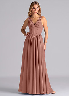 Azazie Delmie Final Sale Cedar Rose A-Line Corset Chiffon Dress image1