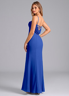 Azazie Wynni Abiti da Damigella Abito Sirena in Chiffon Corsetto Blu Reale image5