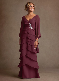 Azazie Arabinda 신부의 어머니 드레스 쉬스 셔링 쉬폰 플로어 길이 드레스 image4