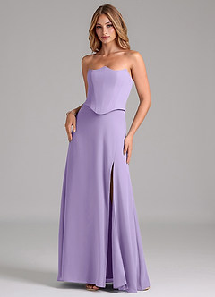 Azazie Jenilyn Bridesmaid Dresses Lilac A-Line Strapless Chiffon Dress image3